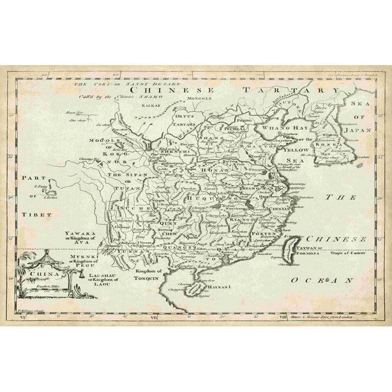 Carte de la Chine, H 32 po x l 48 po