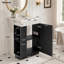 Meuble-lavabo noir pour salle de bain, meuble-lavabo autoportant avec porte à charnières à droite et lavabo en céramique pour petites salles de bain-247144752-247144764