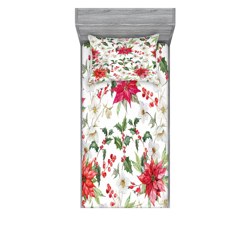 Microfiber Floral Sheet Set, Twin Sheet Set with Fitted Sheet, Floral 4