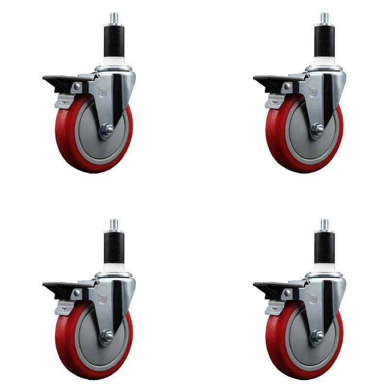 Ensemble de roulettes extensibles en poly pivotant de 1 3/8 po avec frein SCC