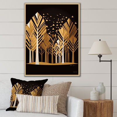 Abstrait forêt dorée sur toile