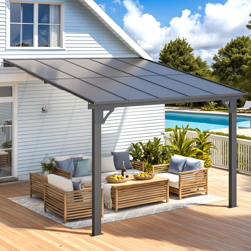 Pergola d'extérieur à hauteur réglable pour patio, H 118 po x l 120 po x P 110,23 po