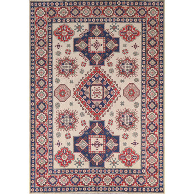 Tapis oriental géométrique Kazak 7 x 9