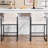 Of 2 Stylish Upholstered Counter Height Bar Stools With , Metal Structure And Beige Upholstery For Home Bar, Kitchen Island, Dining Comfortable Frame