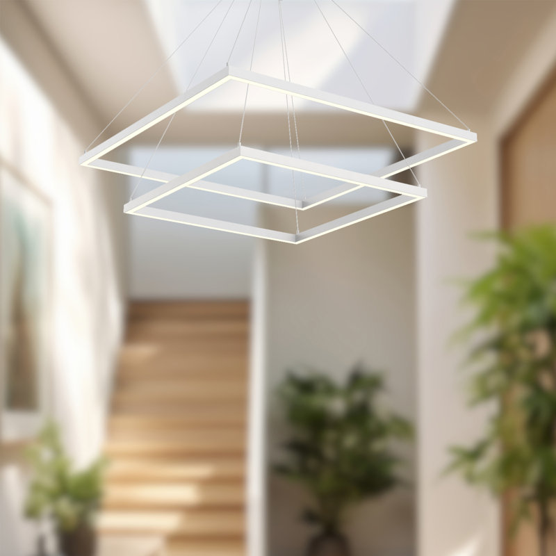 Piazza LED Chandelier, White, 2, 1.375" H x 23.625" W x 23.625" D