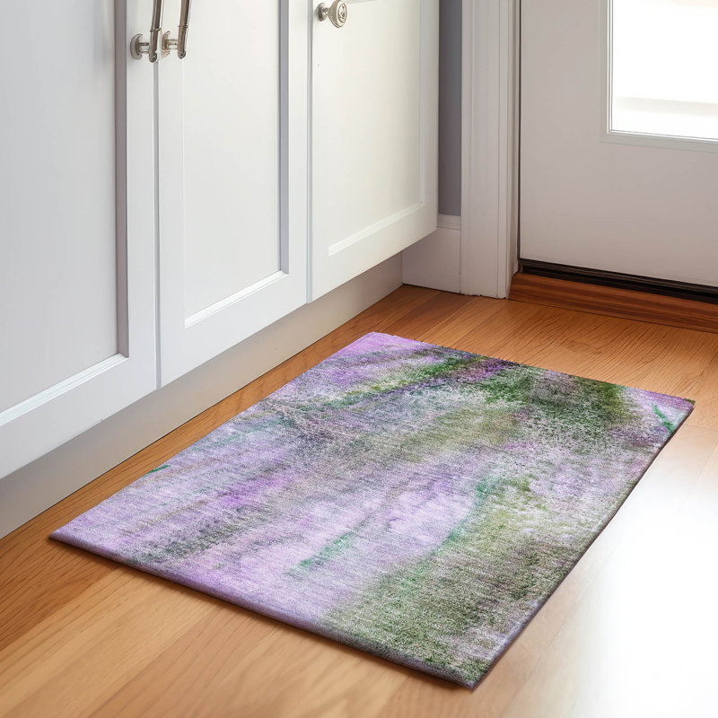 Premium Machine Washable Cerrito AMF505 Purple Rug, Rectangle 1'8" x 2'6"