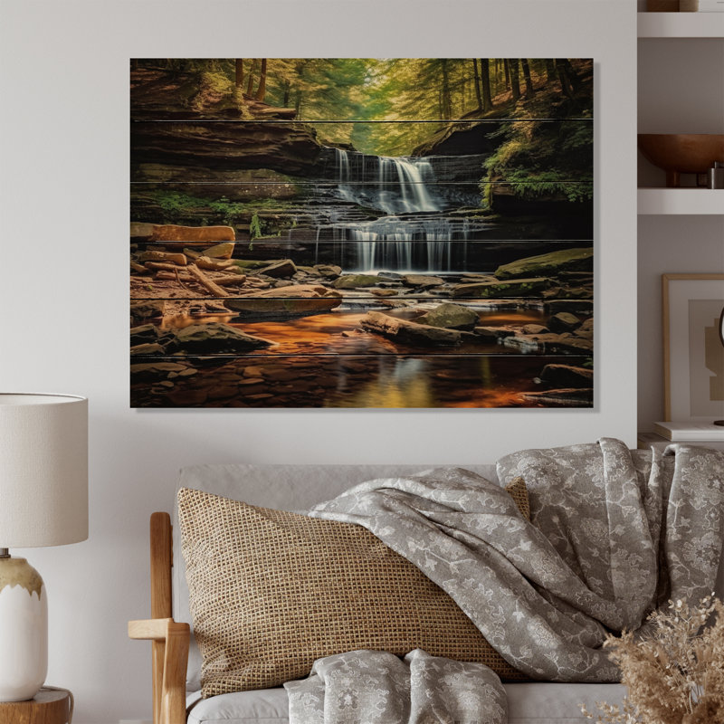 Brendella, Pennsylvanie, Ricketts Glen State Park, impression sur bois, H 30 po x l 40 po x P 0,78 po