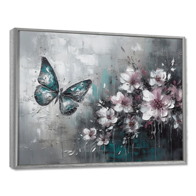 Rylon Flowers With Butterflies Painting III - Floral Wall Art For Living Room