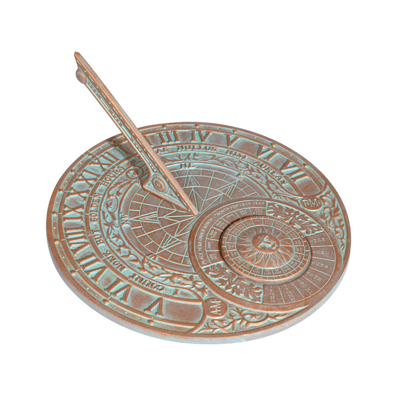 Perpetual Calendar Sundial, Copper Verdi