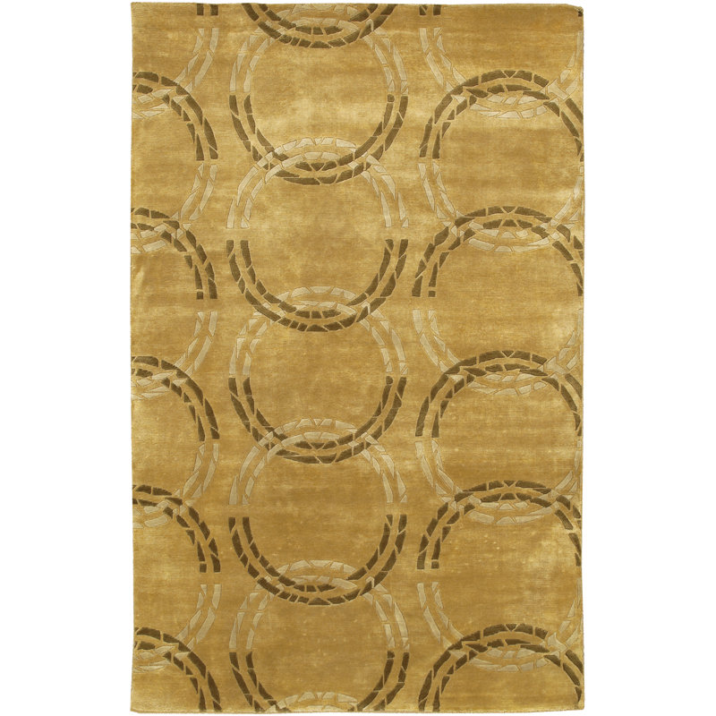 Aadi Wool Geometric Area Rug in Brown/Tan, Rectangle 2' x 3'