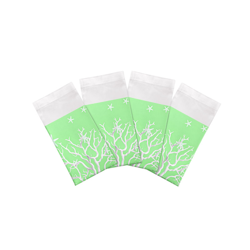 Coral Branch Cotton Sateen Dinner Napkins, Green