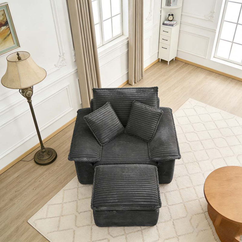 Fauteuil surdimensionné et demi 47 po, Gris