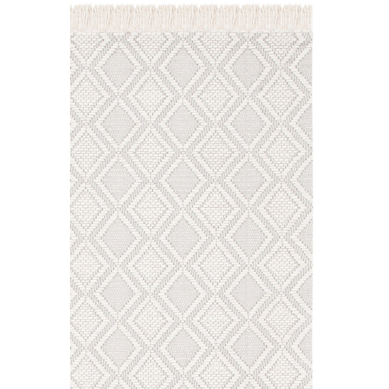 Tapis géométrique en laine et en coton tissé à la main Natura 870 avec latex, Rectangle 6 pi x 9 pi