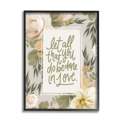 «Be Done in Love», Motivation phrase Blush White Florals par House Fenway - impression