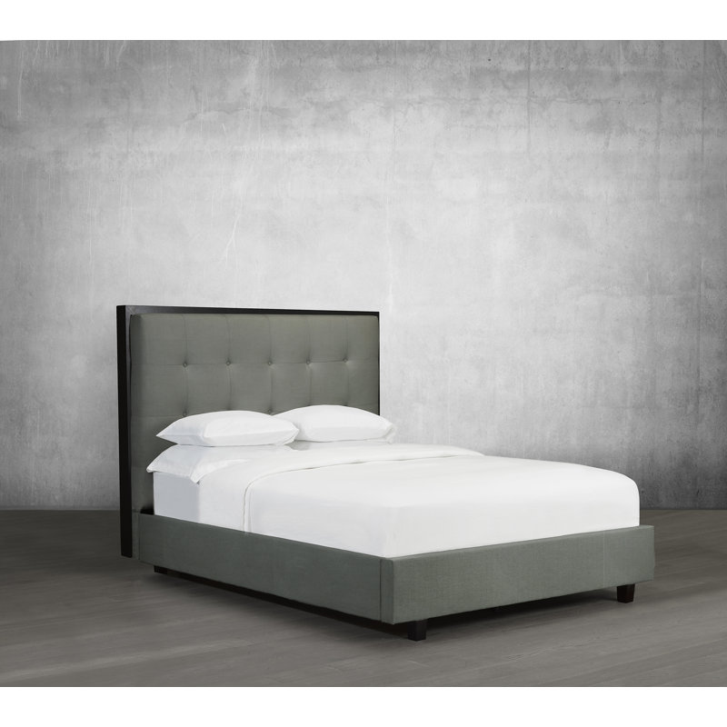 Lit plateforme en tissu d’ameublement, Frêne, Double