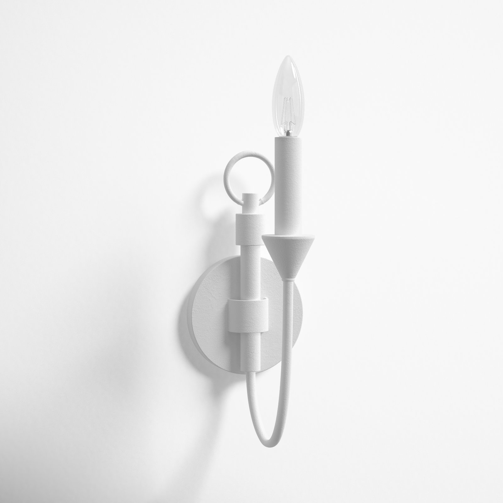 Bilton Single Light Dimmable Armed Sconce, Gesso White
