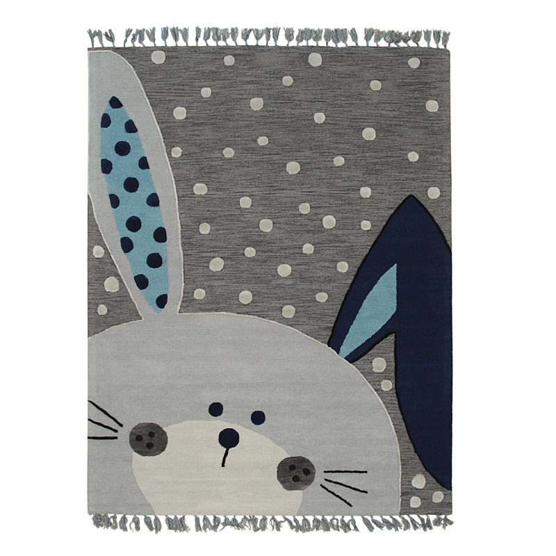 Taulbee Gray Hand Tufted Wool Area Rug, Rectangle 7'6" x 9'6"