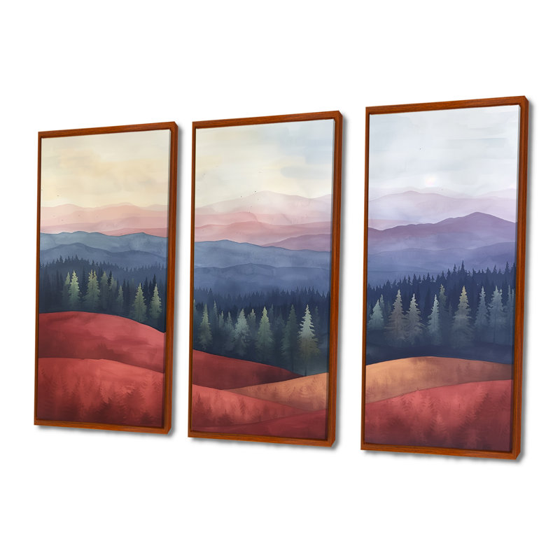 Christner - ensemble d'art mural campagne, Toile avec cadre flottant brun, H 28 po x l 36 po x P 1 po