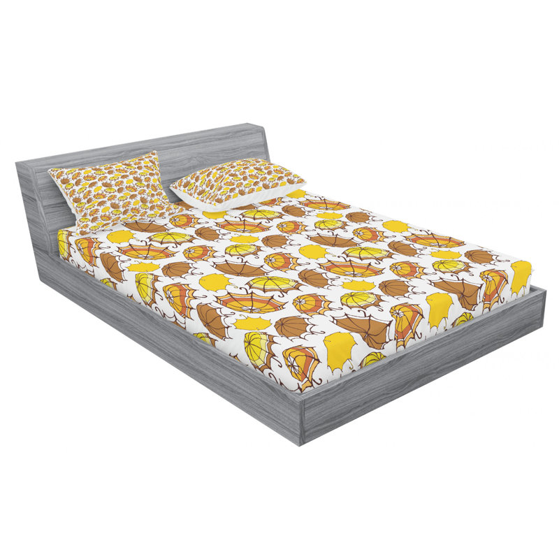 Umbrella Microfiber Sheet Set, Full Sheet Set with Fitted Sheet