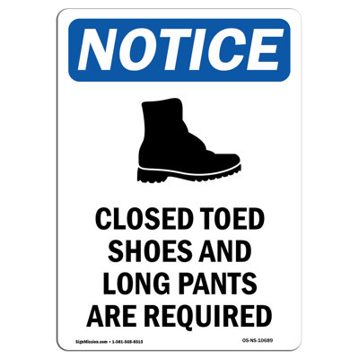 OSHA Notice - Closed Toed Shoes Sign With Symbol