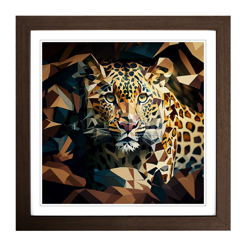 Leopard Cubism - Framed Print, Walnut
