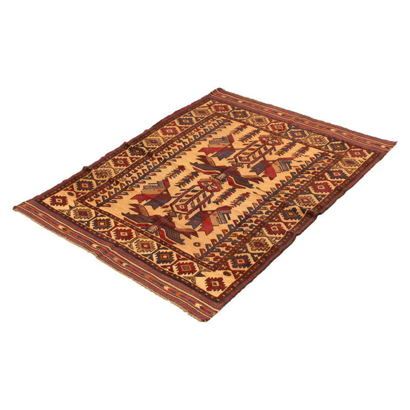 Tapis décoratif en laine noué à la main de conception unique 4 pi 5 po x 6 pi 4 po Braylyn noué à la main