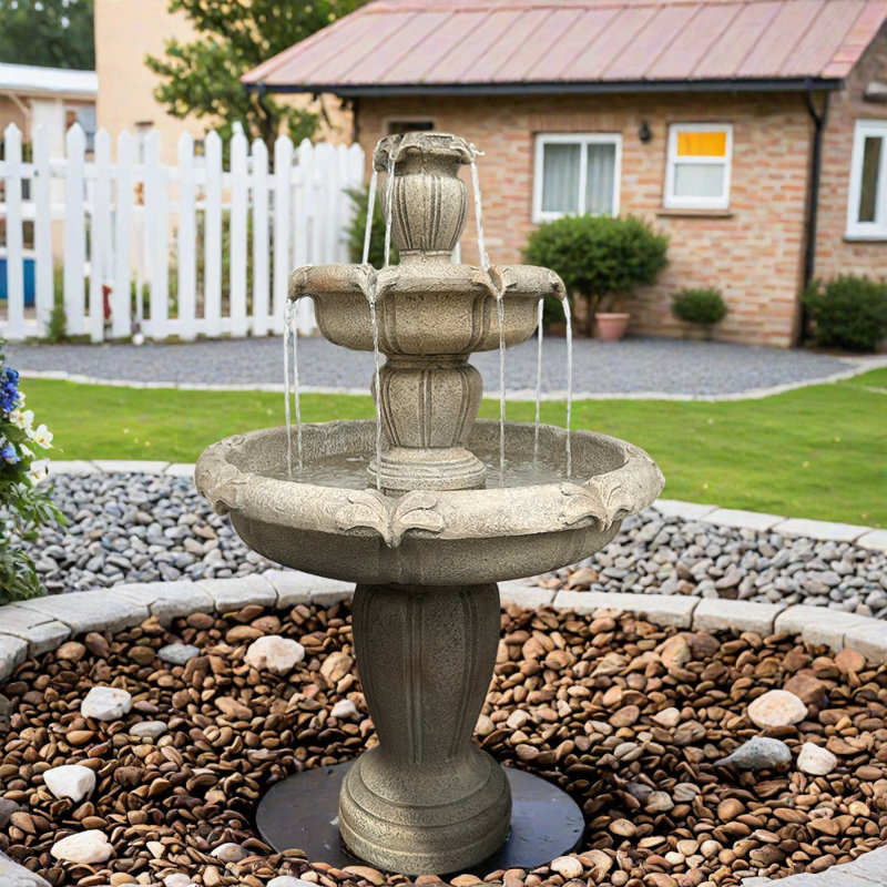 Outdoor Floor-Standing Freestanding Waterfalls Fountains ,3 Tiered Garden Water Fountain For Patio Backyard Deck And Home Decor