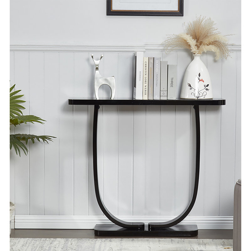Paredes 39.37'' Solid Wood Console Table, 31" H x 43" W x 9" D, Black