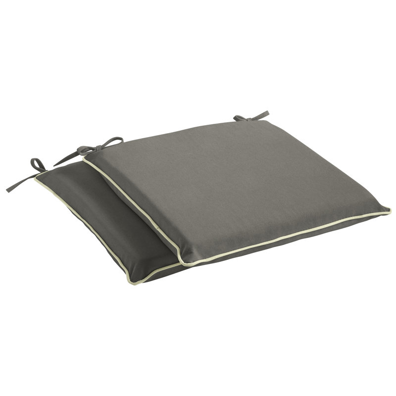 Heathwood Outdoor Sunbrella Chair Pad, 2" H x 20" W x 20" D, Sunbrella - Canvas Charcoal/ Canvas Natural Cord
