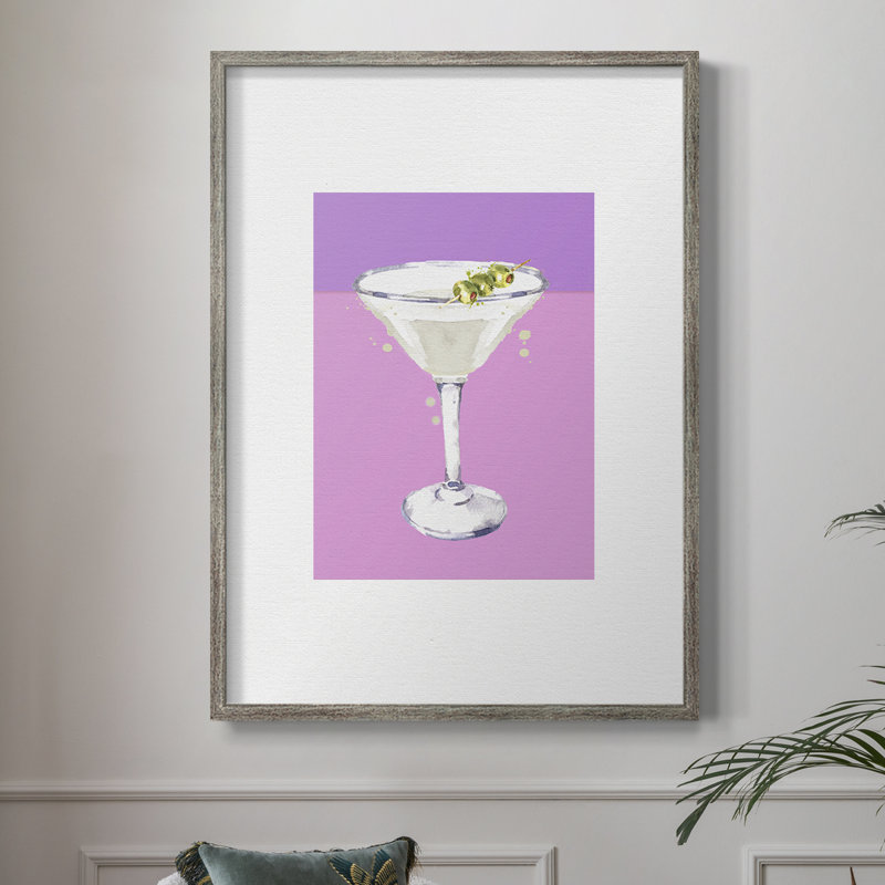 Reproduction encadrée Neon Martini - bois massif, H 11 po x l 9 po
