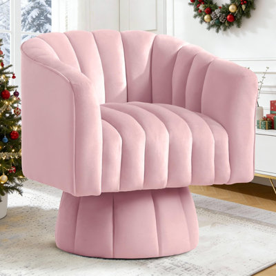 Swivel Accent Chair,360°Swivel Barrel Chairs, Mid-Century Chair with Wide Upholstered