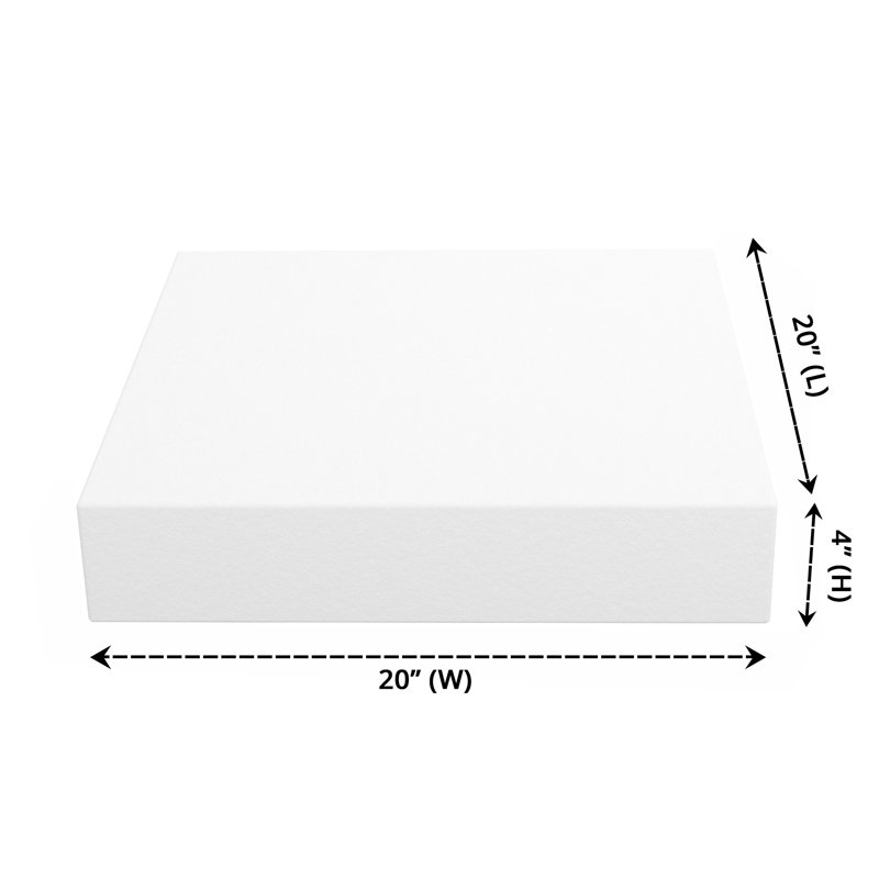 Paquet de 5 insert en mousse de remplacement haute densité de 20 x 20 x 4 pouces pour chaise de patio, repose-pieds, banc, canapé et sièges de jardin