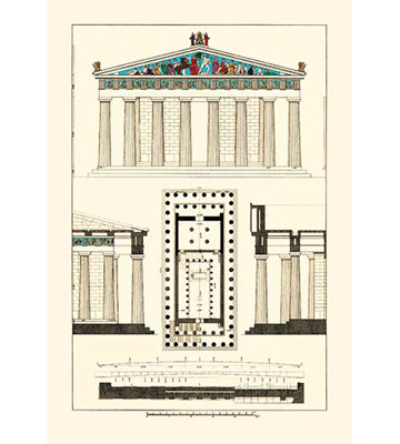 «The Parthenon at Athens, Polychrome» par J. Buhlmann, impression