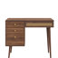 Meuble-lavabo de 39 po avec miroir et lumières à DEL, bureau de style bohémien, rangement pour coiffeuse, meuble-lavabo rétro noyer lustré brillant, compartiments de bureau, éclat éclatant