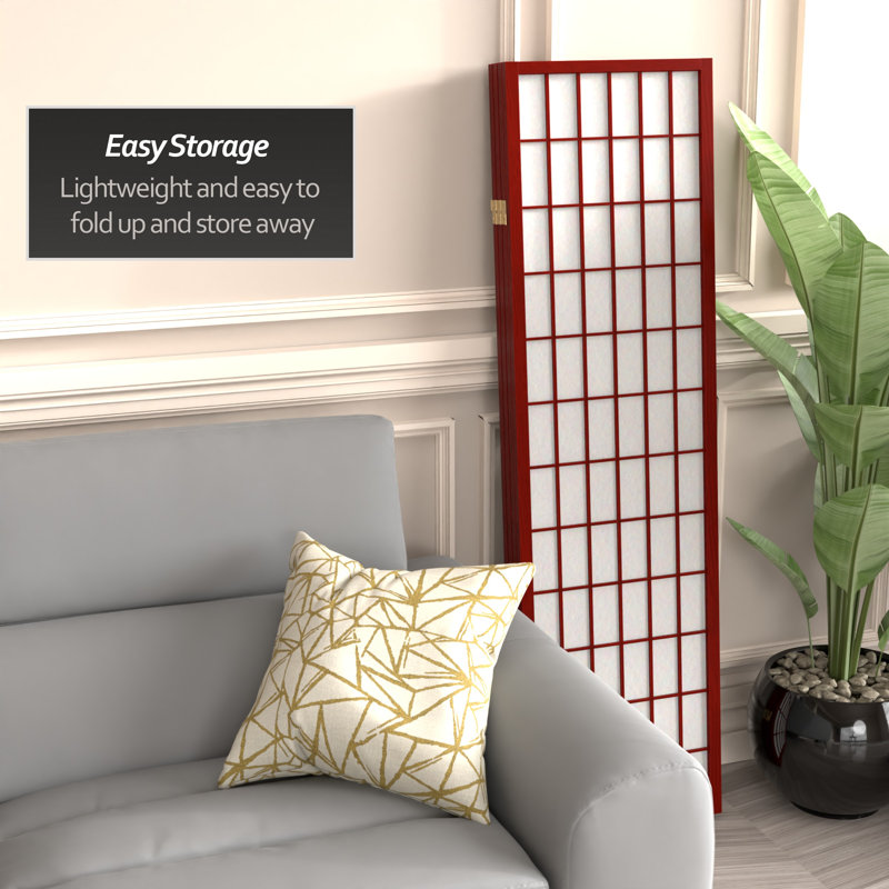 Alex 58.75" Tall Folding Room Divider, Rosewood, 4 Panels
