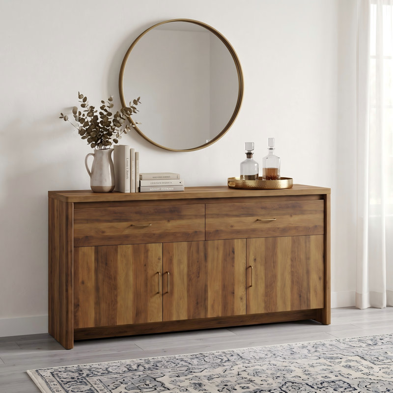 Buffet moderne 59 "avec poignées en métal, Noyer