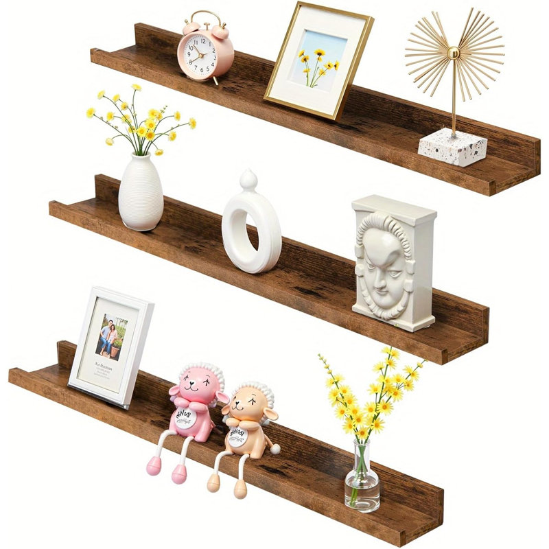 Wall Mount Floating Shelves 3 Piece Particle Board / Chipboard Floating Shelf