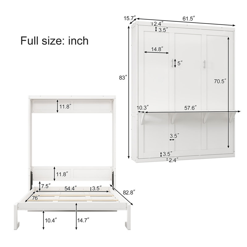 Lit escamotable escamotable de 60,5 po avec lit escamotable Murphy