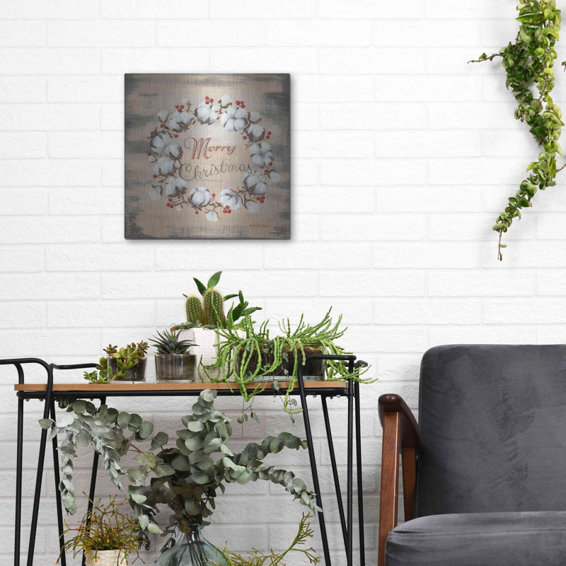 «Cotton Wreath Holiday» par Pam Britton, H 12 po x l 12 po
