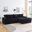 Fauteuil inclinable moderne en velours côtelé noir, accoudoir avec porte-gobelet et rangement, méridienne réversible pour le salon, chambre à coucher Matériaux, accoudoir de rangement, confortable et élégant