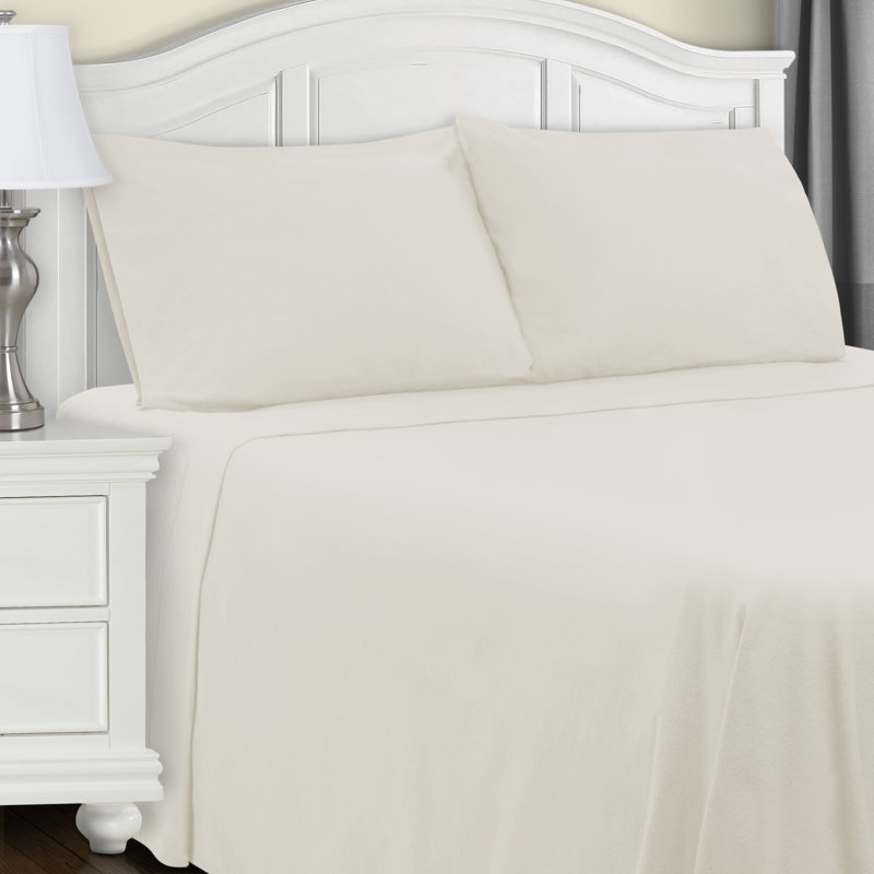 Ensemble de taies d'oreiller en flanelle de coton toutes saisons, Ivoire, Standard