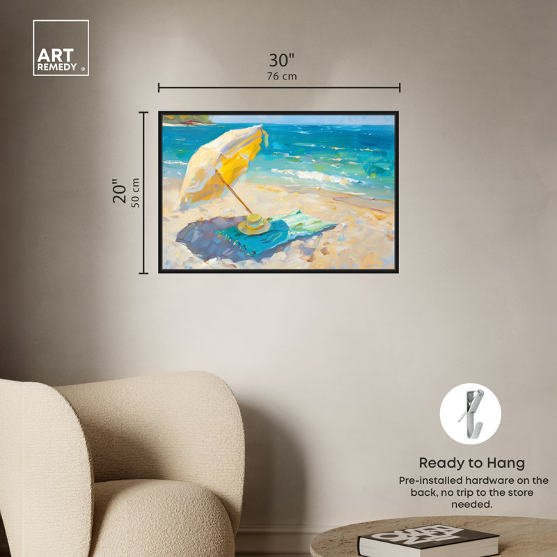 Morning Beach View Coastal Canvas Print with Black Frame