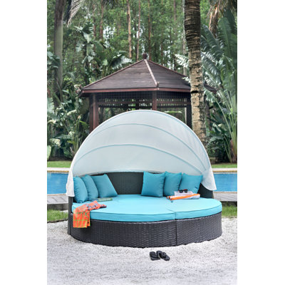 Decimus 86.5'' Wide Rectangle Wicker Patio Daybed with Cushions