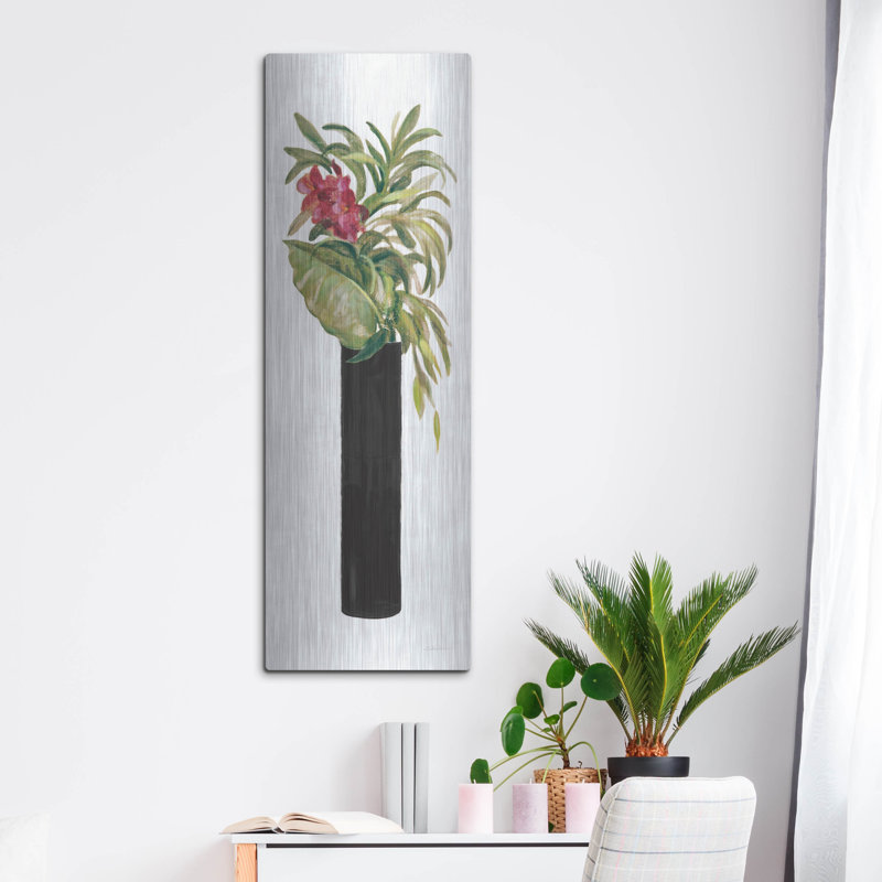  «Tropical Lush 1 On White» par Silvia Vassileva, art mural en métal, H 48 po x l 16 po