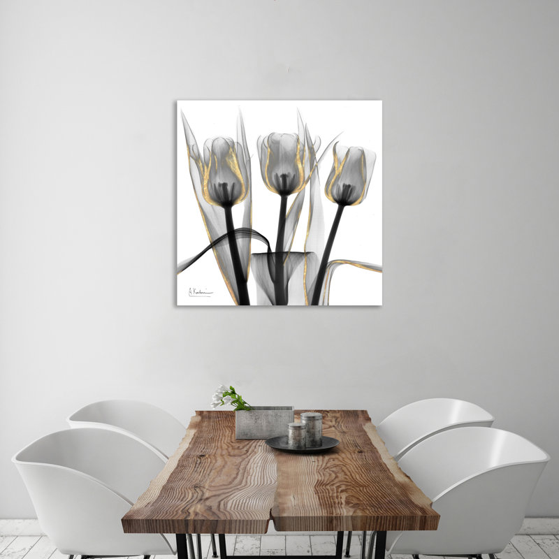 «Gold Embellished Tulips 4», toile tendue par Albert Koetsier, H 30 po x l 30 po x P 1,5 po