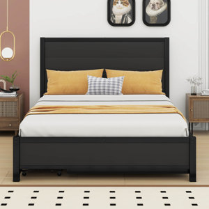 Storage Platform Bed with Trundle and 2 Drawers, beds