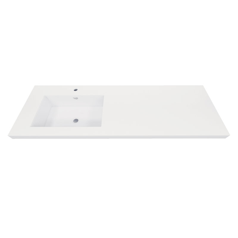 MEBO 19.7'' White Reinforced Acrylic Rectangular Bathroom Sink with Faucet and Overflow