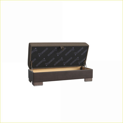 Repose-pieds avec rangement pour petits espaces, revêtement brun noyer | Noyer brun | Pieds en bois