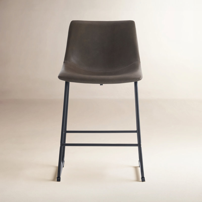 Anke Vegan Leather Armless, Dark Brown, Counter Stool (24” Seat Height)