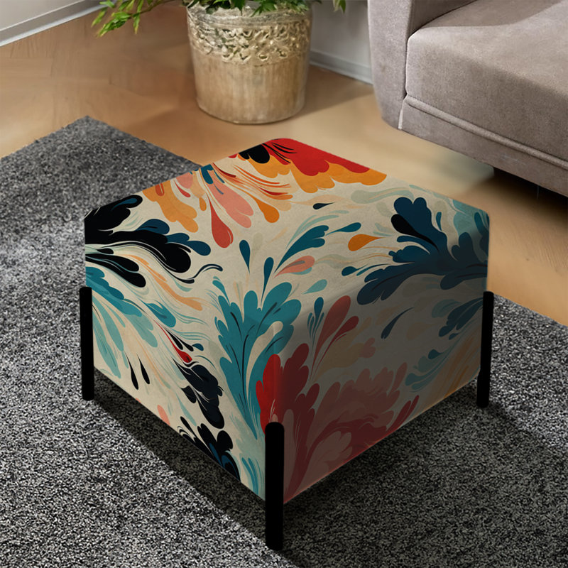 Ikat Artistry Mosaic Radiance - Repose-pieds carré abstrait